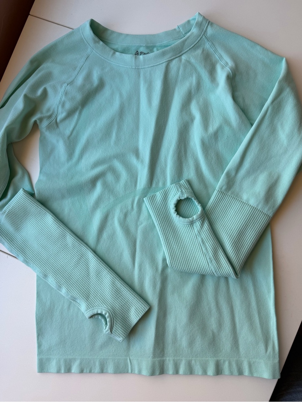 P'tula Mint Aqua Long-Sleeve Crewneck Top with Thumbholes